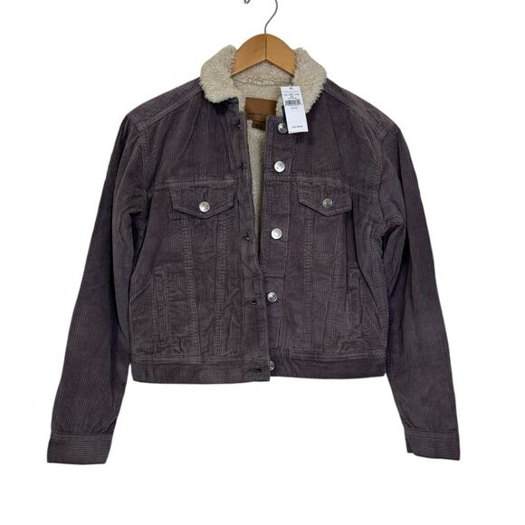 American Eagle Soft Purple Corduroy Sherpa Lined Trucker Jacket NEW Size XS - Picture 1 of 10